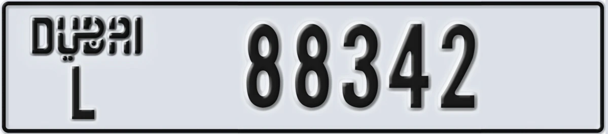 UAE License Plate Dubai L 88342