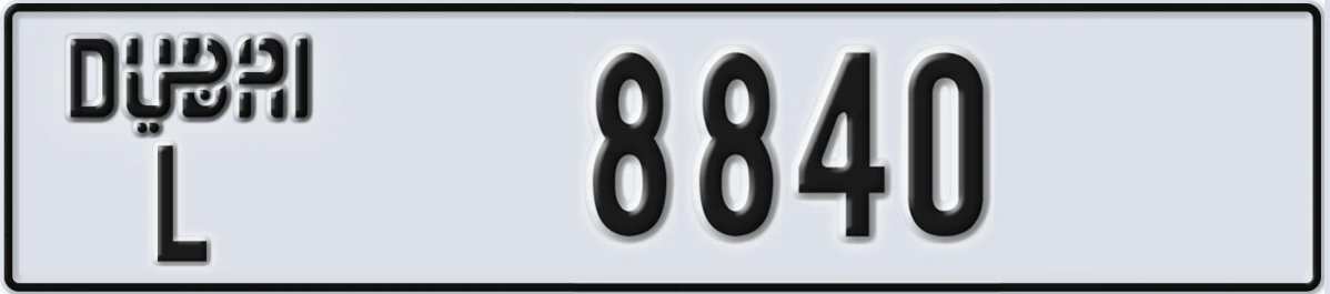 UAE License Plate Dubai L 8840