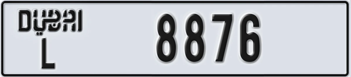 UAE License Plate Dubai L 8876