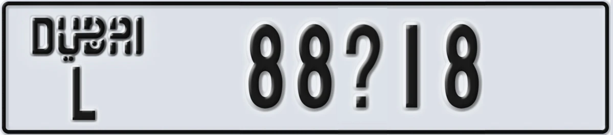 UAE License Plate Dubai L 88X18