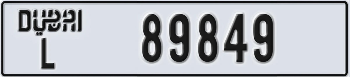 UAE License Plate Dubai L 89849