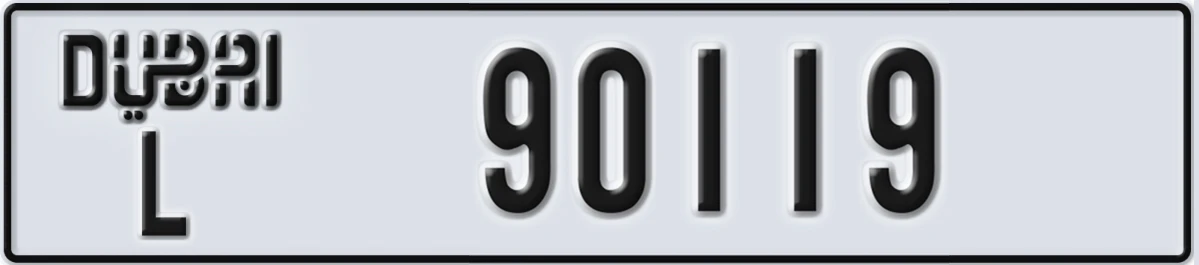 UAE License Plate Dubai L 90119