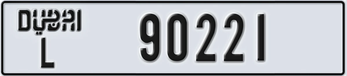 UAE License Plate Dubai L 90221