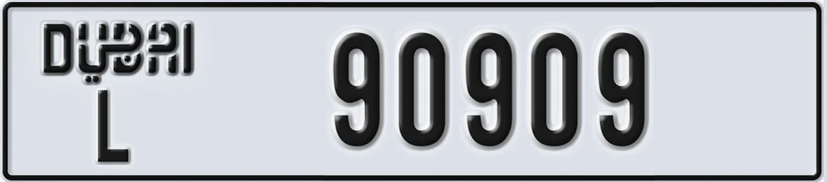UAE License Plate Dubai L 90909