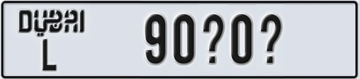 UAE License Plate Dubai L 90X0X