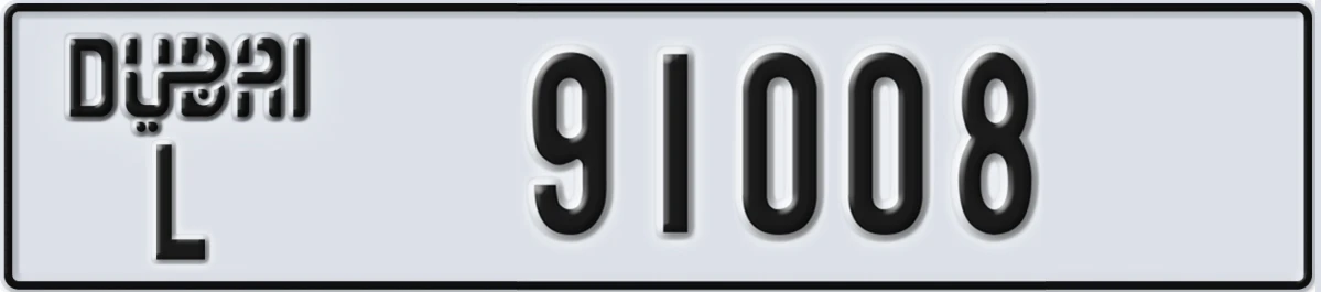 UAE License Plate Dubai L 91008