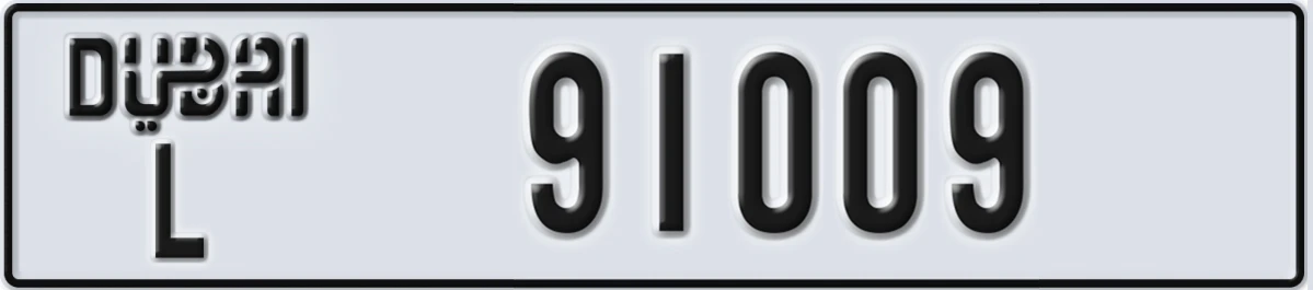 UAE License Plate Dubai L 91009