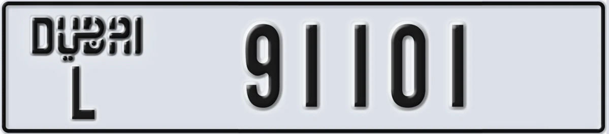 UAE License Plate Dubai L 91101