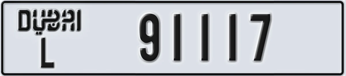 UAE License Plate Dubai L 91117