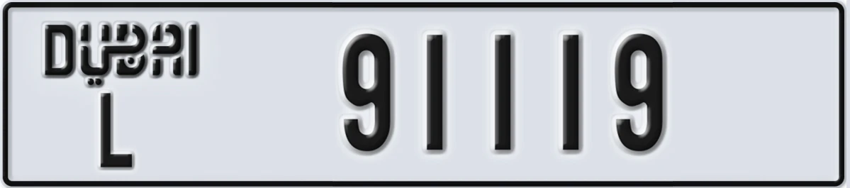UAE License Plate Dubai L 91119