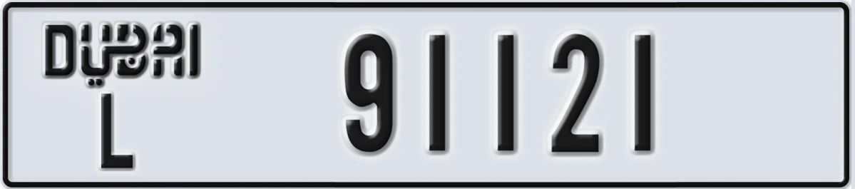 UAE License Plate Dubai L 91121