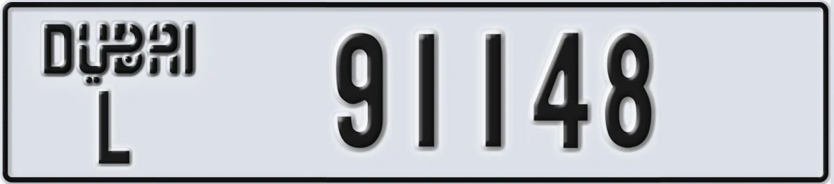 UAE License Plate Dubai L 91148