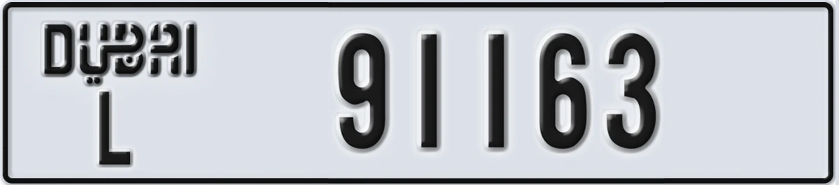 UAE License Plate Dubai L 91163