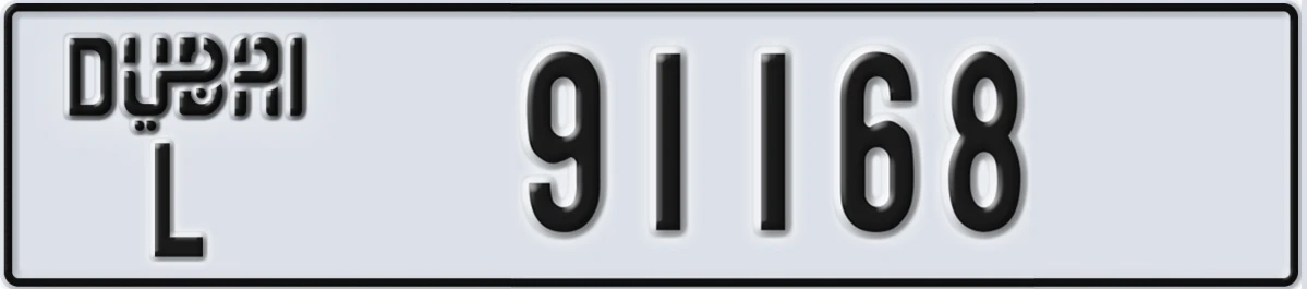 UAE License Plate Dubai L 91168