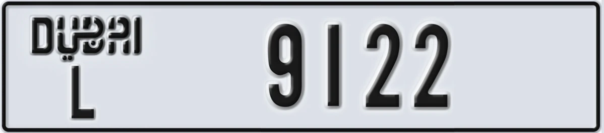 UAE License Plate Dubai L 9122