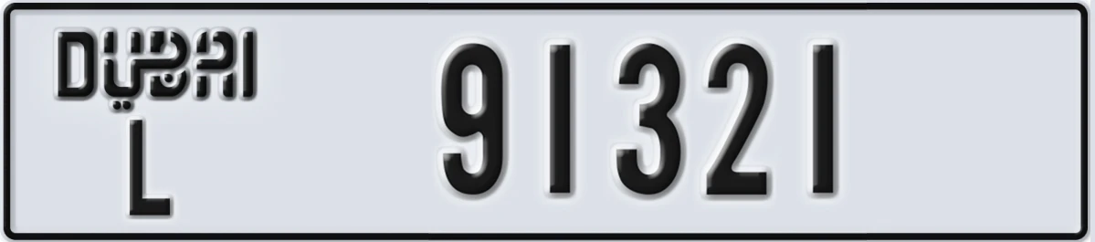 UAE License Plate Dubai L 91321