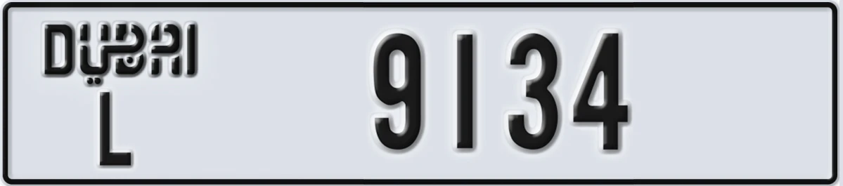 UAE License Plate Dubai L 9134