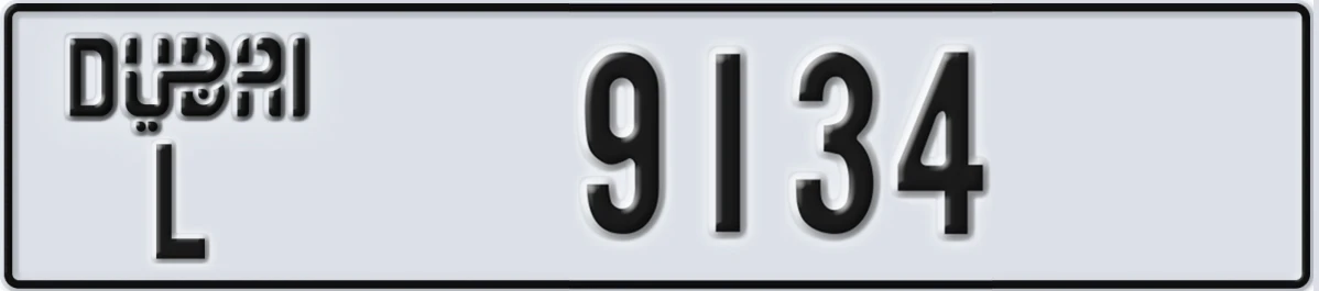 UAE License Plate Dubai L 9134