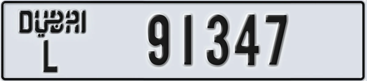 UAE License Plate Dubai L 91347
