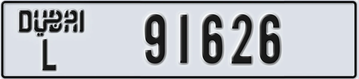 UAE License Plate Dubai L 91626