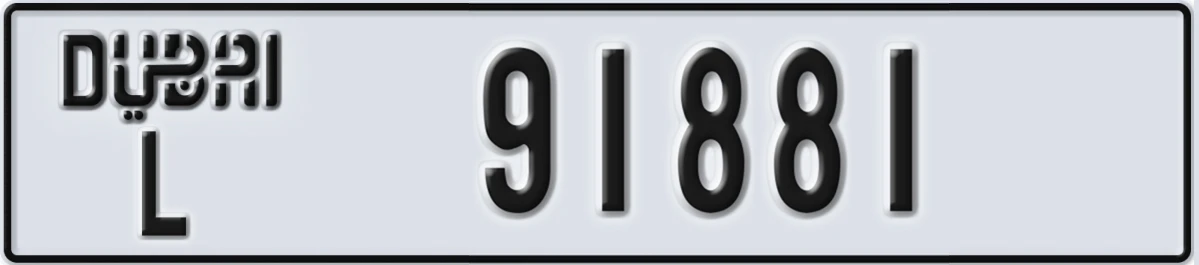 UAE License Plate Dubai L 91881