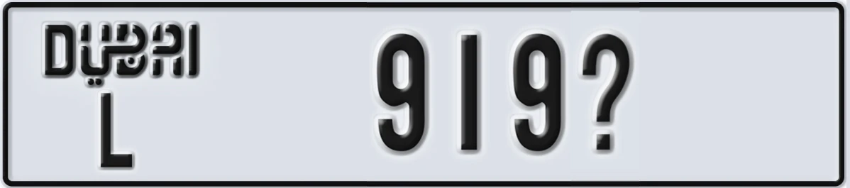 UAE License Plate Dubai L 919X