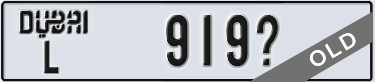 UAE License Plate Dubai L 919X
