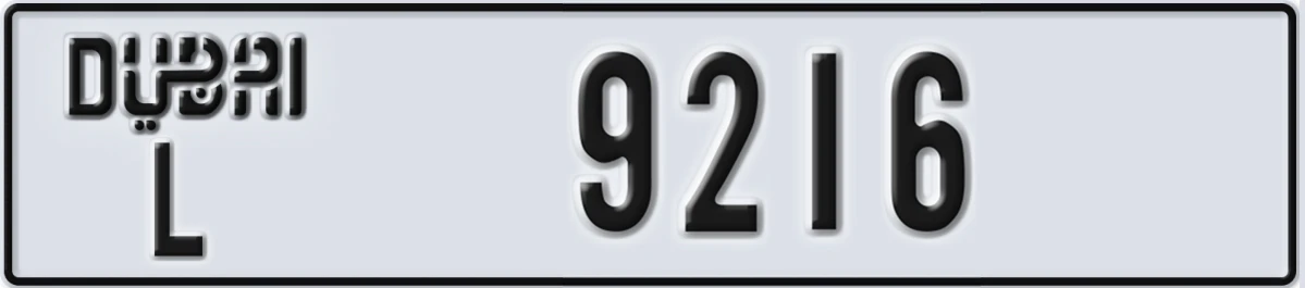 UAE License Plate Dubai L 9216