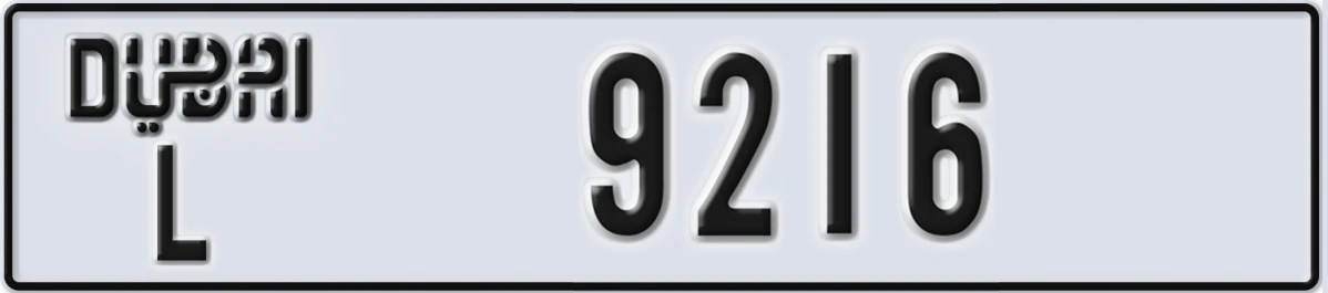 UAE License Plate Dubai L 9216