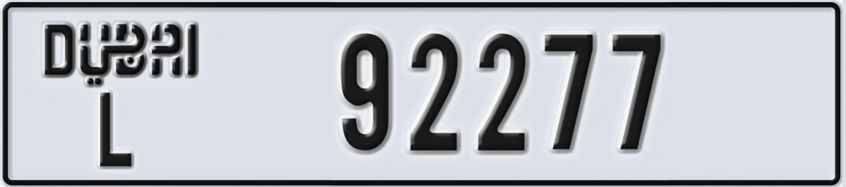 UAE License Plate Dubai L 92277