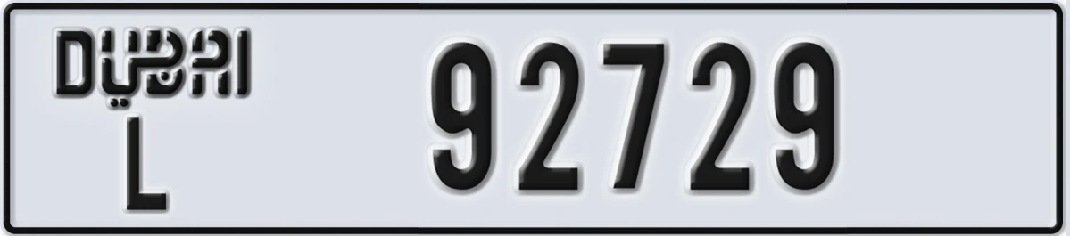 UAE License Plate Dubai L 92729