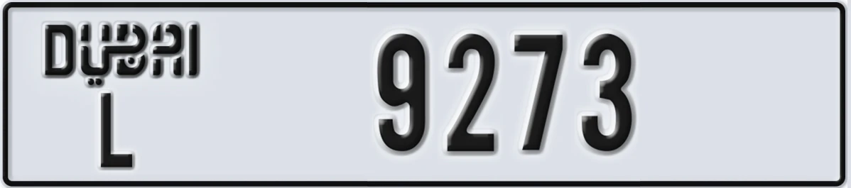 UAE License Plate Dubai L 9273
