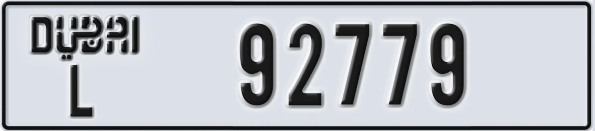 UAE License Plate Dubai L 92779