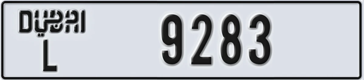 UAE License Plate Dubai L 9283