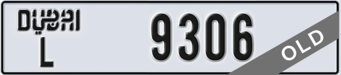 UAE License Plate Dubai L 9306