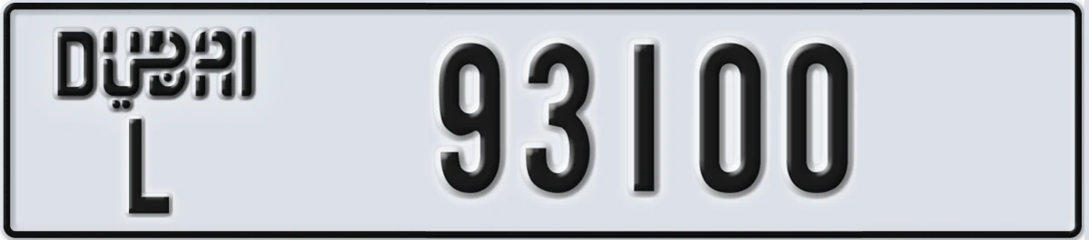 UAE License Plate Dubai L 93100
