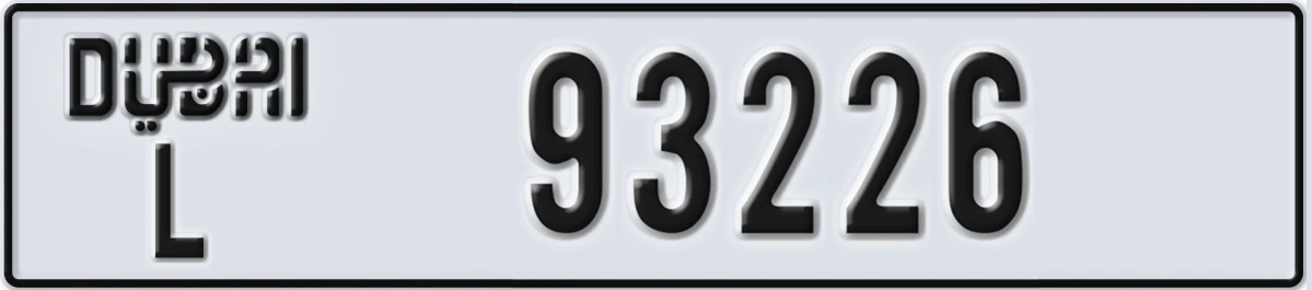 UAE License Plate Dubai L 93226