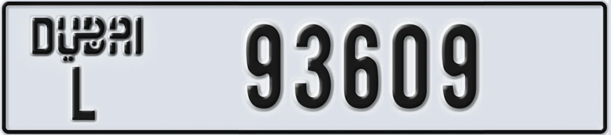 UAE License Plate Dubai L 93609