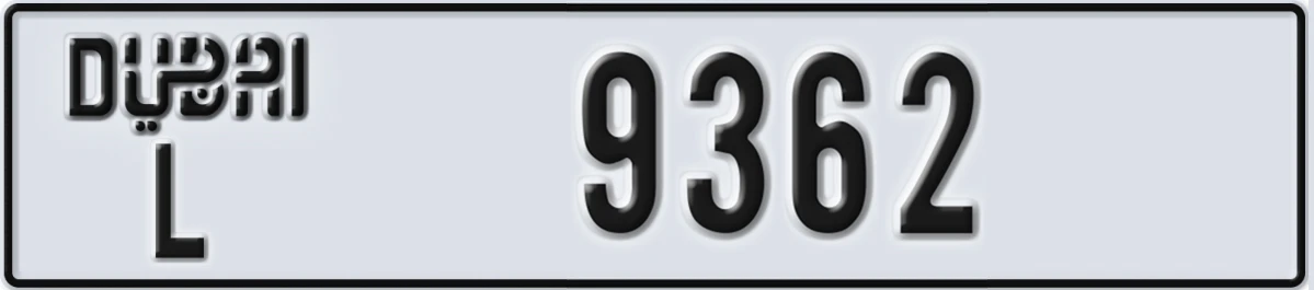 UAE License Plate Dubai L 9362