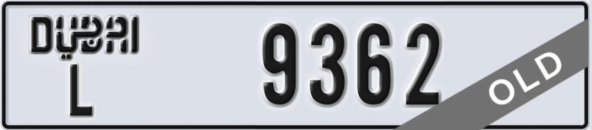 UAE License Plate Dubai L 9362