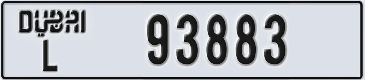 UAE License Plate Dubai L 93883