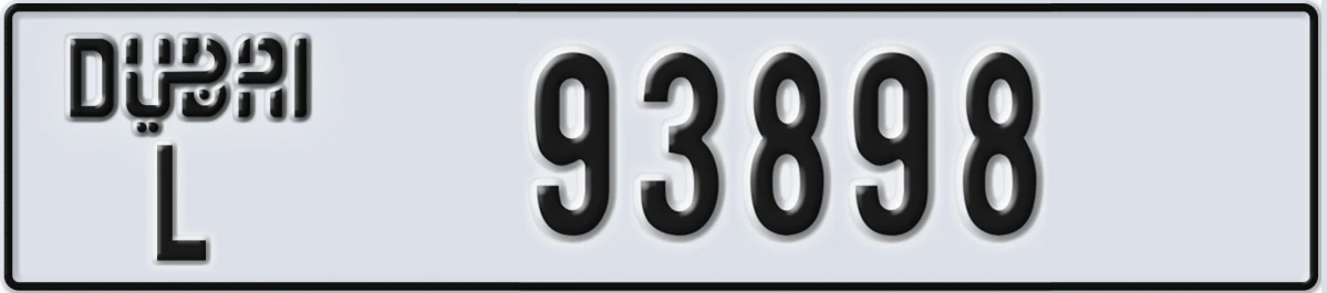 UAE License Plate Dubai L 93898