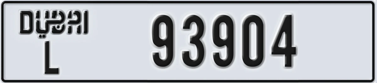 UAE License Plate Dubai L 93904