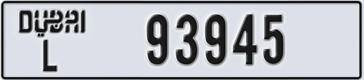 UAE License Plate Dubai L 93945