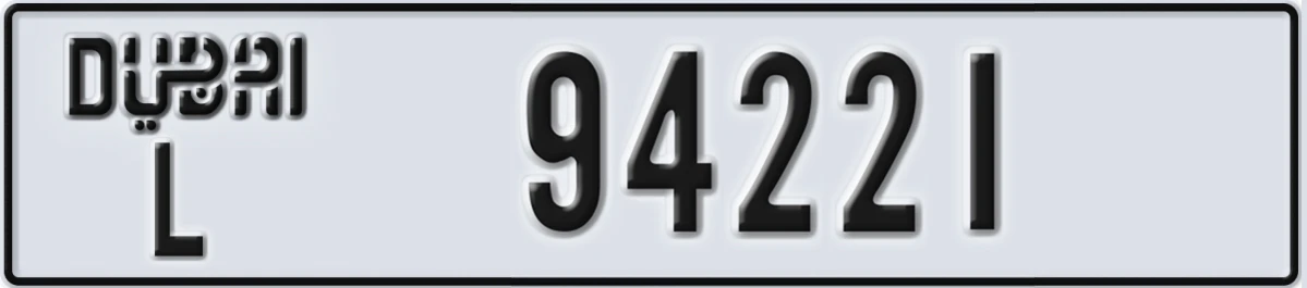 UAE License Plate Dubai L 94221