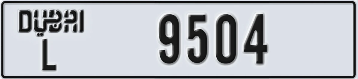 UAE License Plate Dubai L 9504