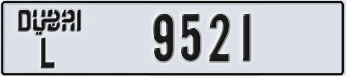 UAE License Plate Dubai L 9521