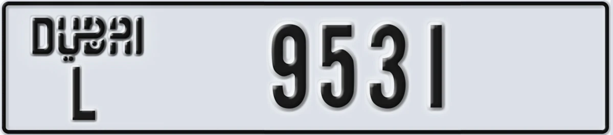 UAE License Plate Dubai L 9531