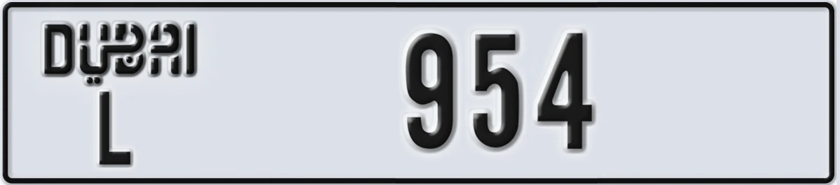 UAE License Plate Dubai L 954