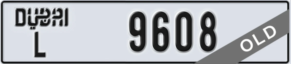 UAE License Plate Dubai L 9608